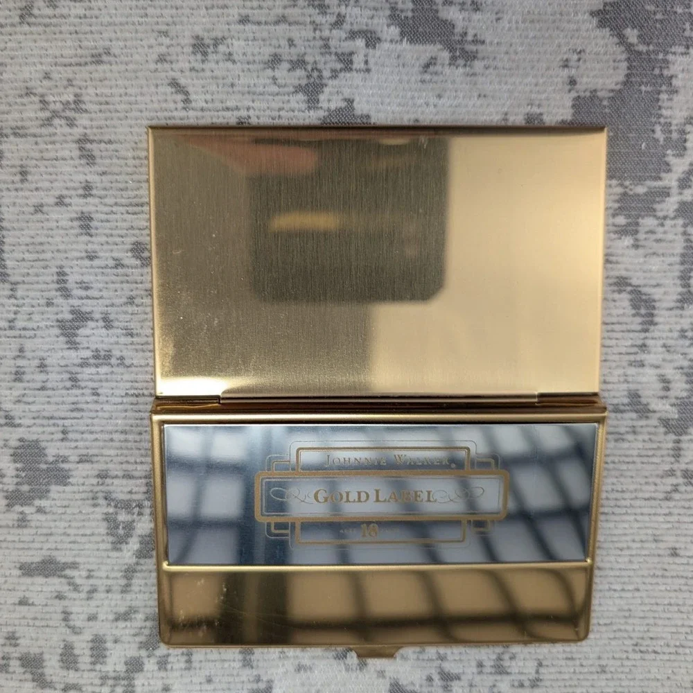 Johnnie Walker Gold Label‎ 18 Years Business Card Holder Metal Gold Silver